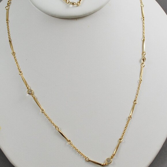 1984 Avon Simulated Diamond Accent in Goldtone Necklace and Bracelet Set - Picture 1 of 9